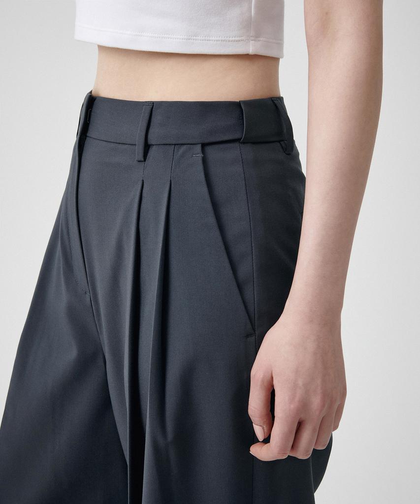 MUSINSA STANDARD WOMAN [Cooltandard] Women'S Semi-Balloon Hidden Banding Slacks [Iron Gray]