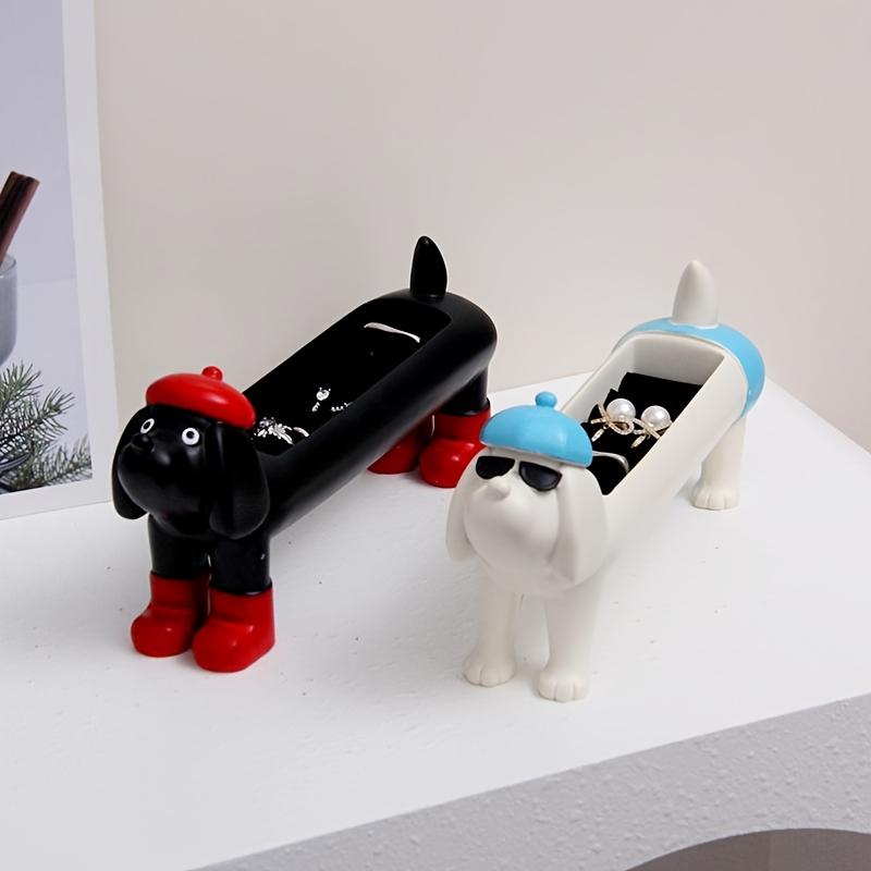 1pc Cute Dachshund Ring Ornament Earring Stud Jewelry Storage Box Sponge Ring Holder Gift