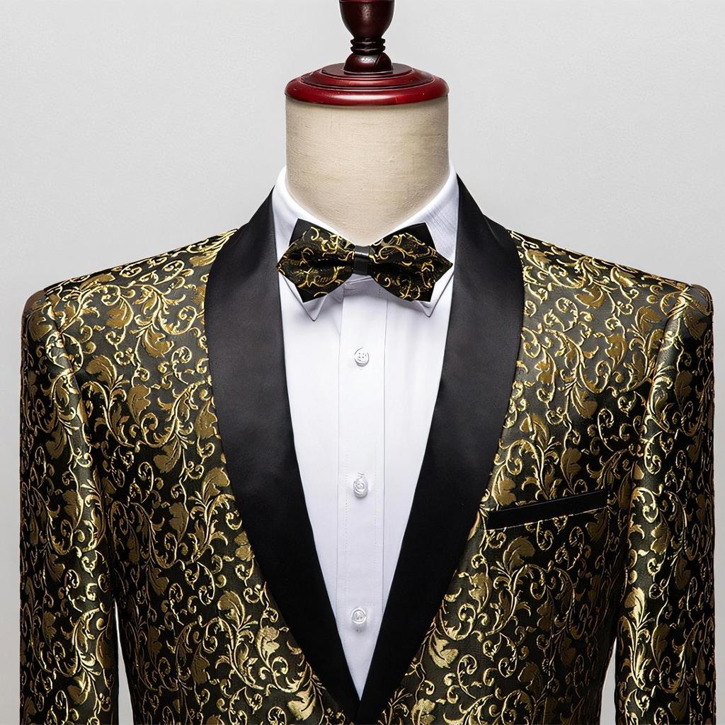 Sacouri Bărbați Costum Jacquard Culori Multiple Slim Bal Nuntă Costum pentru Performanță pe Scenă