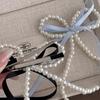Fashion Bow Ribbon Pearl Side Hair Clips Sweet Forest Style Flat Bobby Pins for Women Girls Daily Wear Cute Elegant Headwear