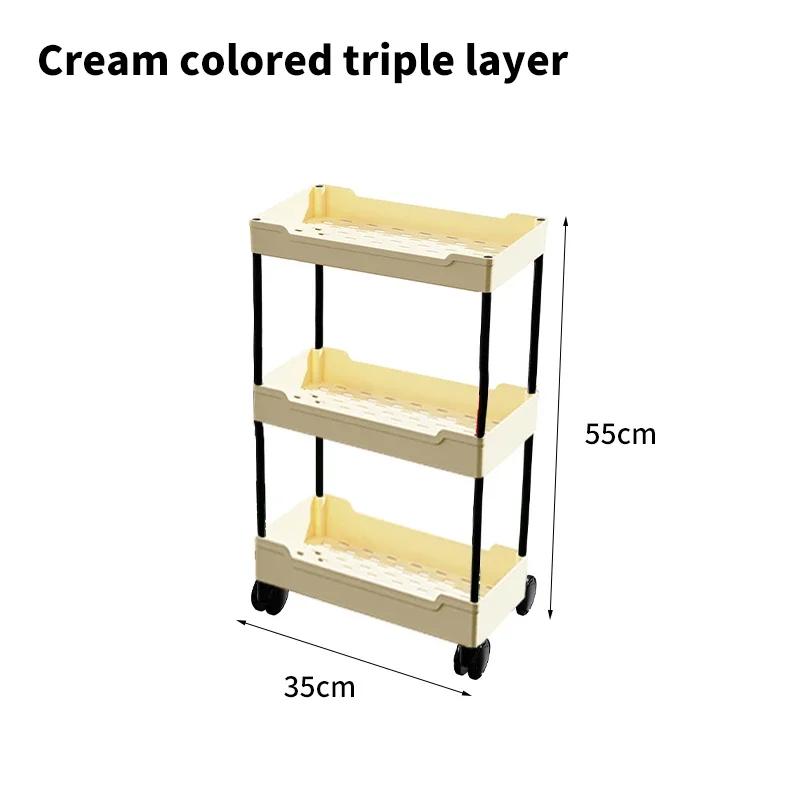 Household Multi-layer Small Cart Storage Rack Floor To Floor Kitchen Bedroom Bathroom Storage Rack Storage Rack With Wheels