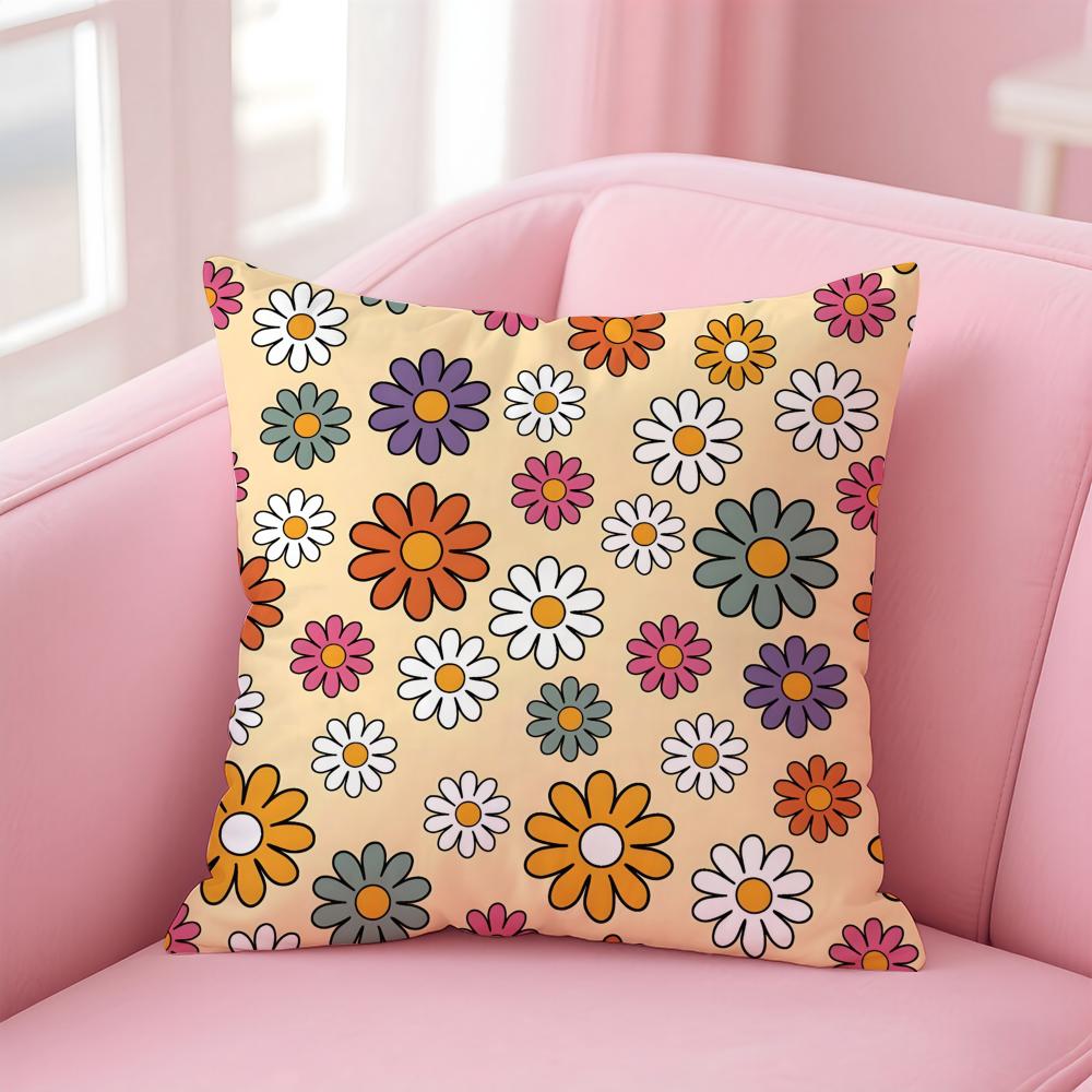 Full Print Floral Print Pattern Cushion Cover Pillow Case Soft Skin Friendly Fabric  Concealed Zipper
