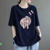 Short sleeved printed T-shirt for women, loose fitting, stomach covering, fashionable and versatile top