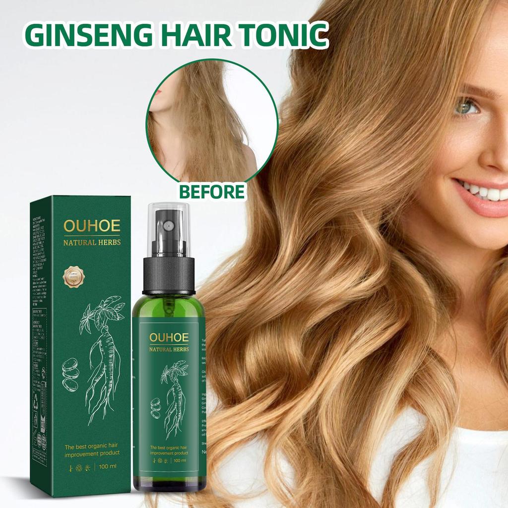 OUHOE Ginseng Hair Growth Serum 100ml: Ginseng extract promotes hair growth, strengthens hair, prevents hair loss, and moisturizes hair.
