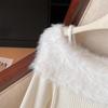 Chic French One-Shoulder Flare Sleeve Sweater Camisole for Women - Slim Fit Fuzzy Autumn/Winter Base Layer.