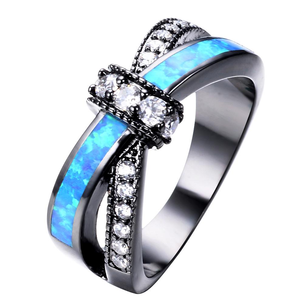 

Black Gold White Cross Zircon Ring No. 5