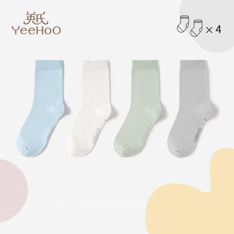 YEEHOO Macaron Kids' Cotton Mid-Calf Socks (4-Pair Pack)