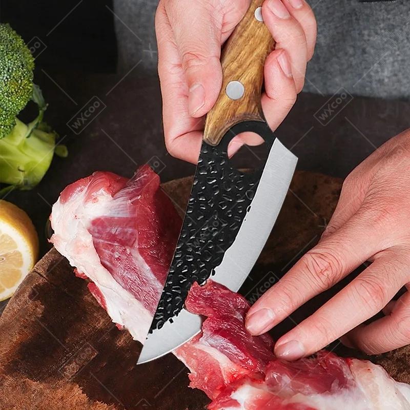 WXCOO Handmade Forged Kitchen Knife Fruit Slicing Utility Knife Specialized for Slaughtering Bone Removal Knife Kitchen Supplies