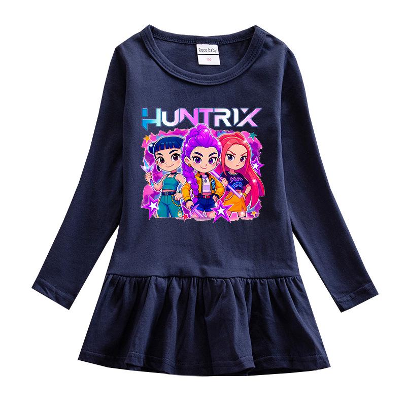 Kpop Monster Hunter Princess Dress: Cartoon Ruffle Long Sleeve Mesh Skirt for Baby Girls - Spring & Autumn Collection