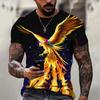 Zomer Vintage T-shirts voor Mannen 3D Feniks Grafische Print Mode Korte Mouw Hip Hop T-shirts Oversized T-shirt Vintage Kleding voor Mannen