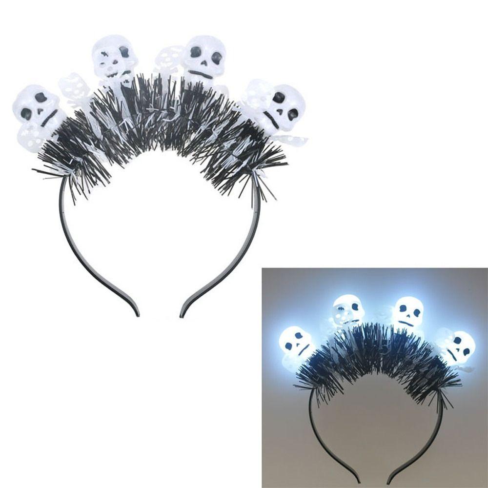 Skull Ghost Hair Hoop Lights Flashing Funny Hair Bands Halloween LED Pumpkin Headband  Cosplay