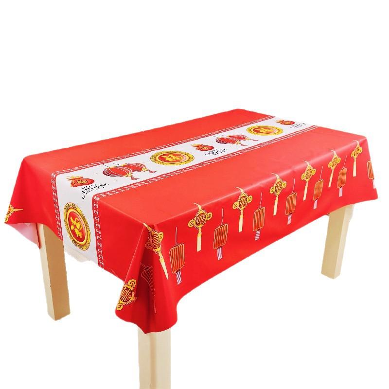 Festive Waterproof, Oil-Proof And Anti-Scalding Coffee Table Tablecloth Leave-In Rectangular Dining Table Cloth Household Living Room Tablecloth