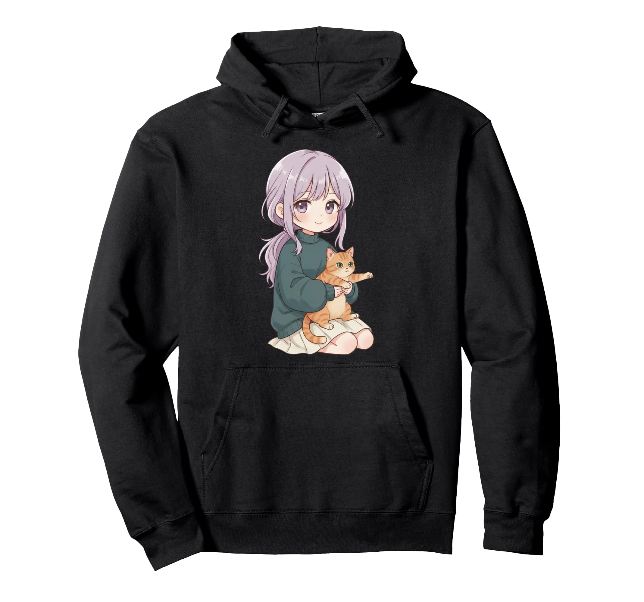 Anime girl cat anime goods Japan kawaii cat lover hoodie чёрный