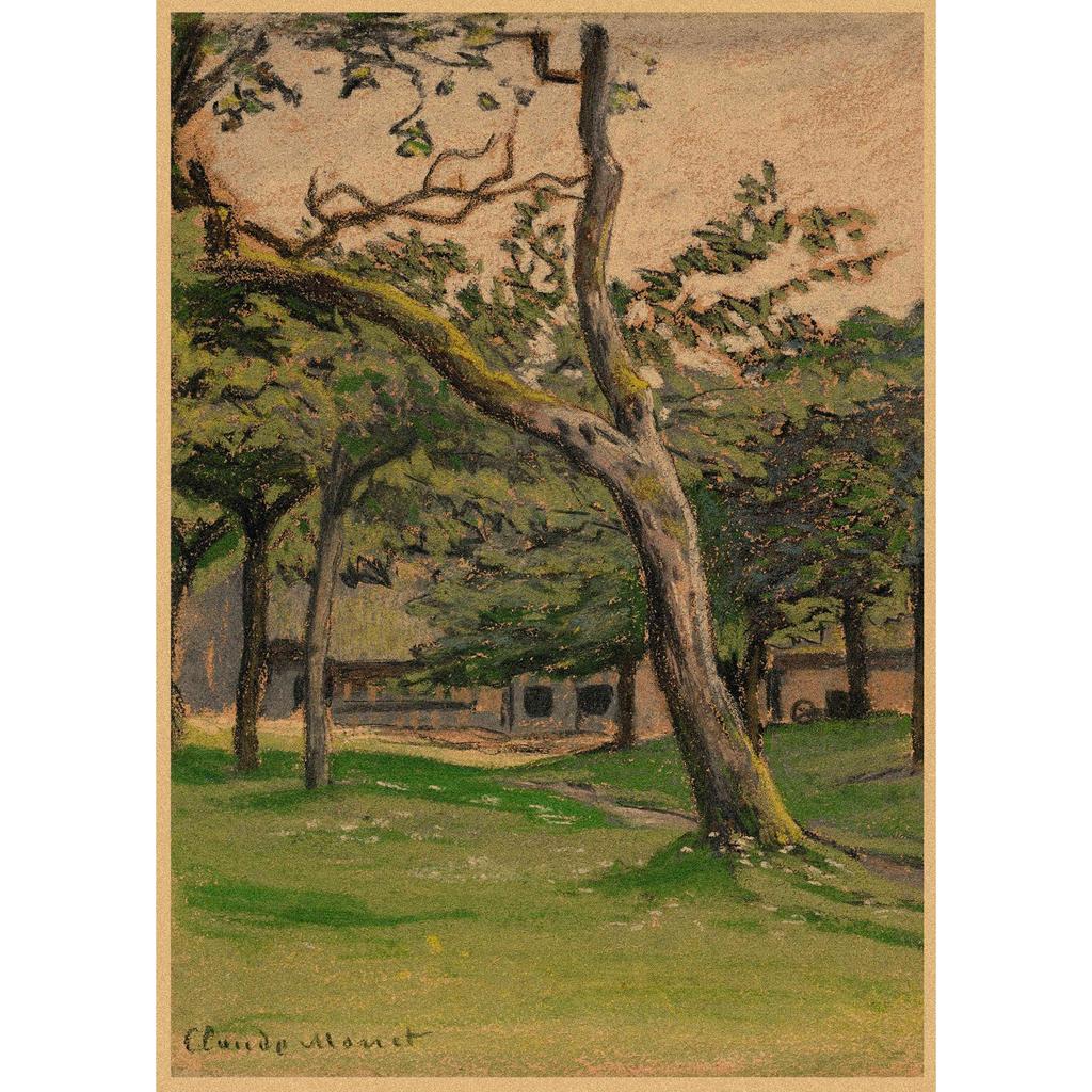 Monet Oil Painting Retro Kraft Paper Poster for Restaurant, Bar, Cafe Wall Decor