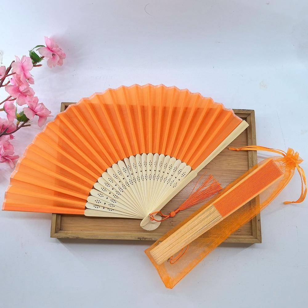 Wear Resist Folding Fan Cooling Tool Bamboo Hand Fan Fashionable Silk Hand Fan Festival Party