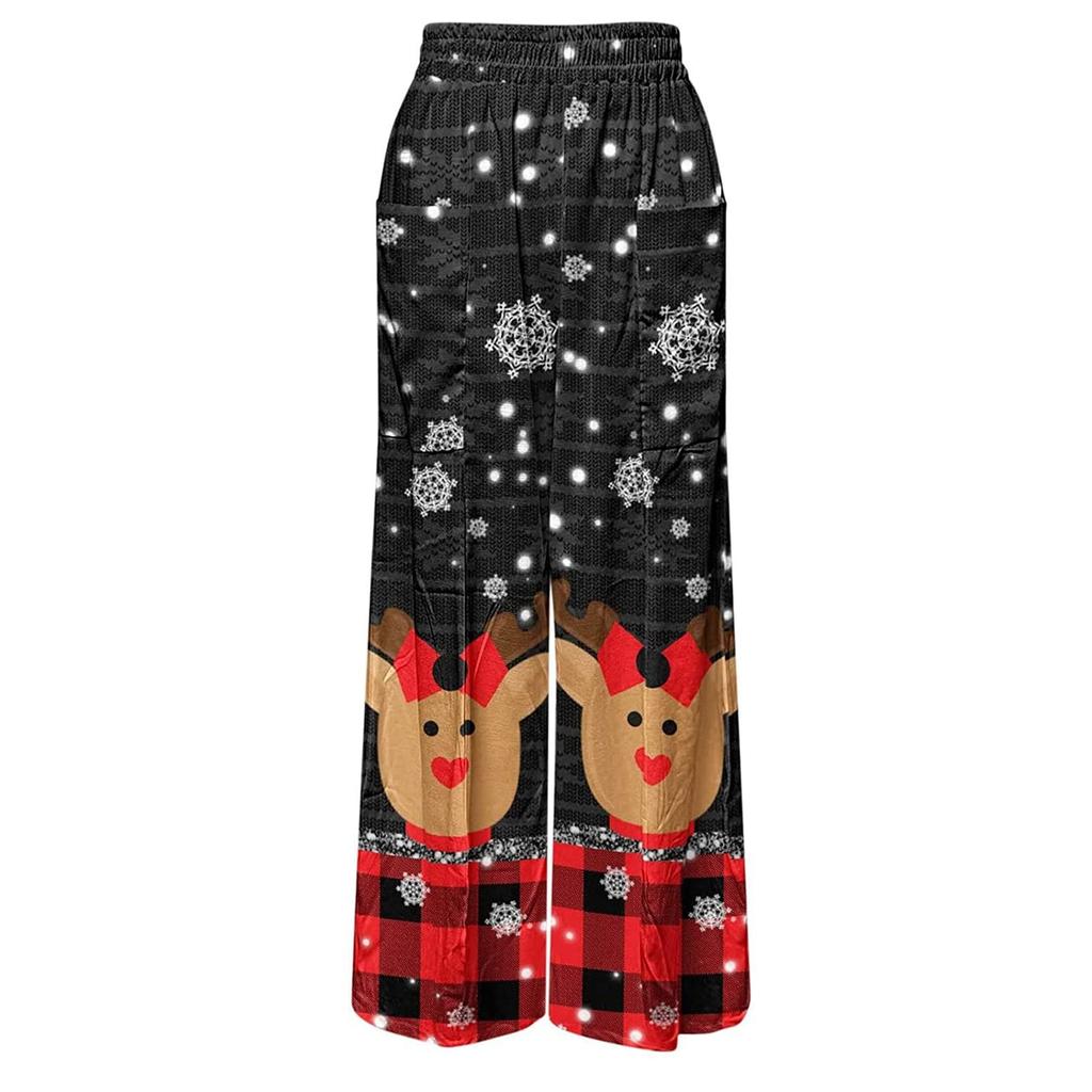 Women's Fashion Christmas Elements Printed Loose Casual Wide Leg Pants