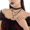 Gothic Lolita Lace Necklace Female Halloween Crescent Pendant Multi-Layer Flannel Clavicle Necklace