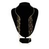 Goth Long Tassel Star Necklace Chest Chain Open Torques Choker Crystal Sequin Pendant  Party