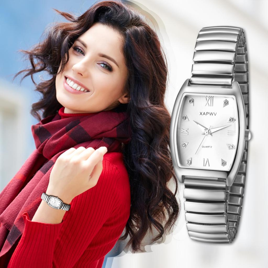Einfache und stilvolle quadratische Uhr für Damen mit römischer Analoganzeige und Wochentag, Einheitsgröße, antikes Quarz-Modeaccessoire, perfektes Geschenk für oder Liebhaber