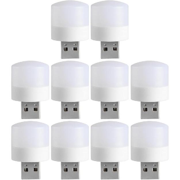 Mini Led Usb Night Light Simple Sleeping Night Light Miniature Plug In Night Light Usb Light Bulb For Bedroom,Bathroom,Kitchen(5 Warm + 5 White )