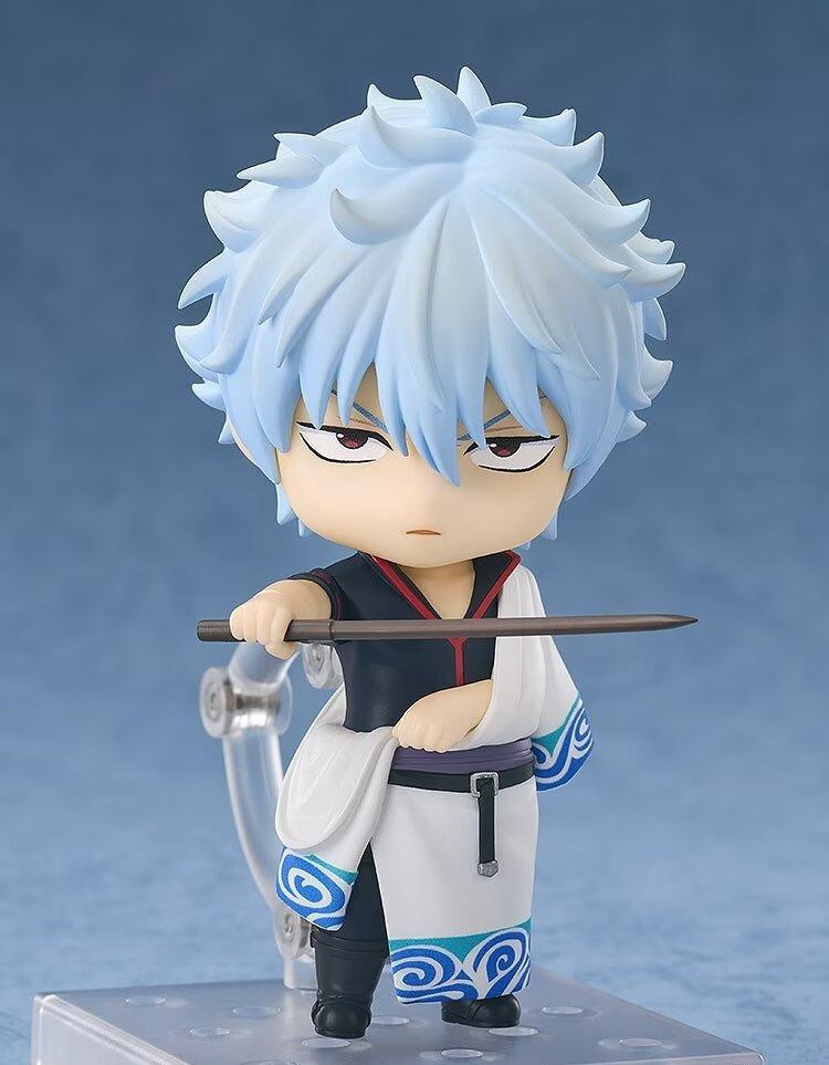10cm #2420 #2462 #2458 Gintama Sakata Gintoki Kagura Shimura Shinpachi Movable Face Swap Chibi Action Figure Collectible Decor