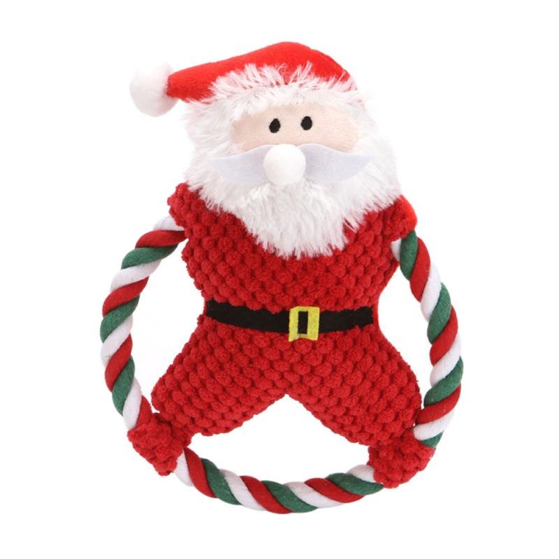 Pet Christmas Dog Toys Plush Chew for Small Dogs Chew Puppy Toys with Squeaker Durable Stuffed Santa Claus Elk Pet Supplies