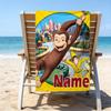 1pc Curious George3 Beach Towel with Custom Name, Beach/Swimming/Bath/Picnic/Camping Towel, Suitable for Seaside Beaches