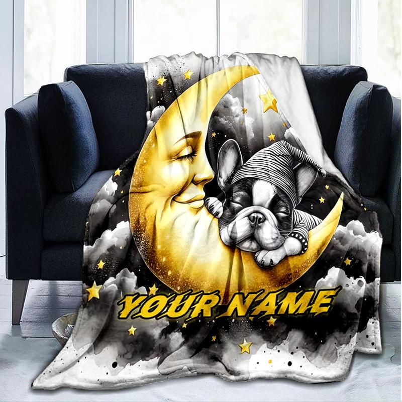 1PC Custom Name Moonlit Dreams: Nightly Companion outdooor Flannel blankets Throw Blanket All-Season Throw Gift Bedspread for Couch, Bed, Camping Holi