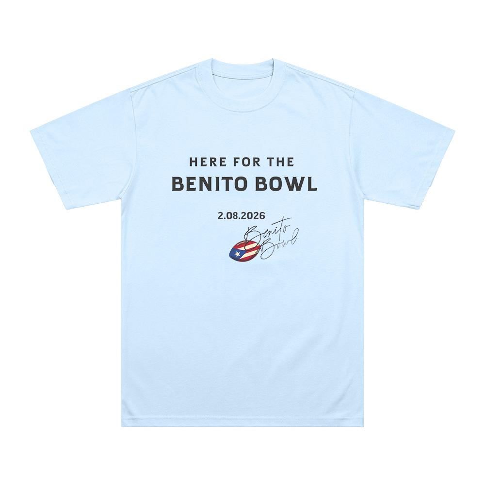 Here for The Benito Bowl Short Sleeve TeeShirt Bad Bunny Hip Hop Music Tee Shirt Unisex High Quality Cotton Short Sleeve Clothes