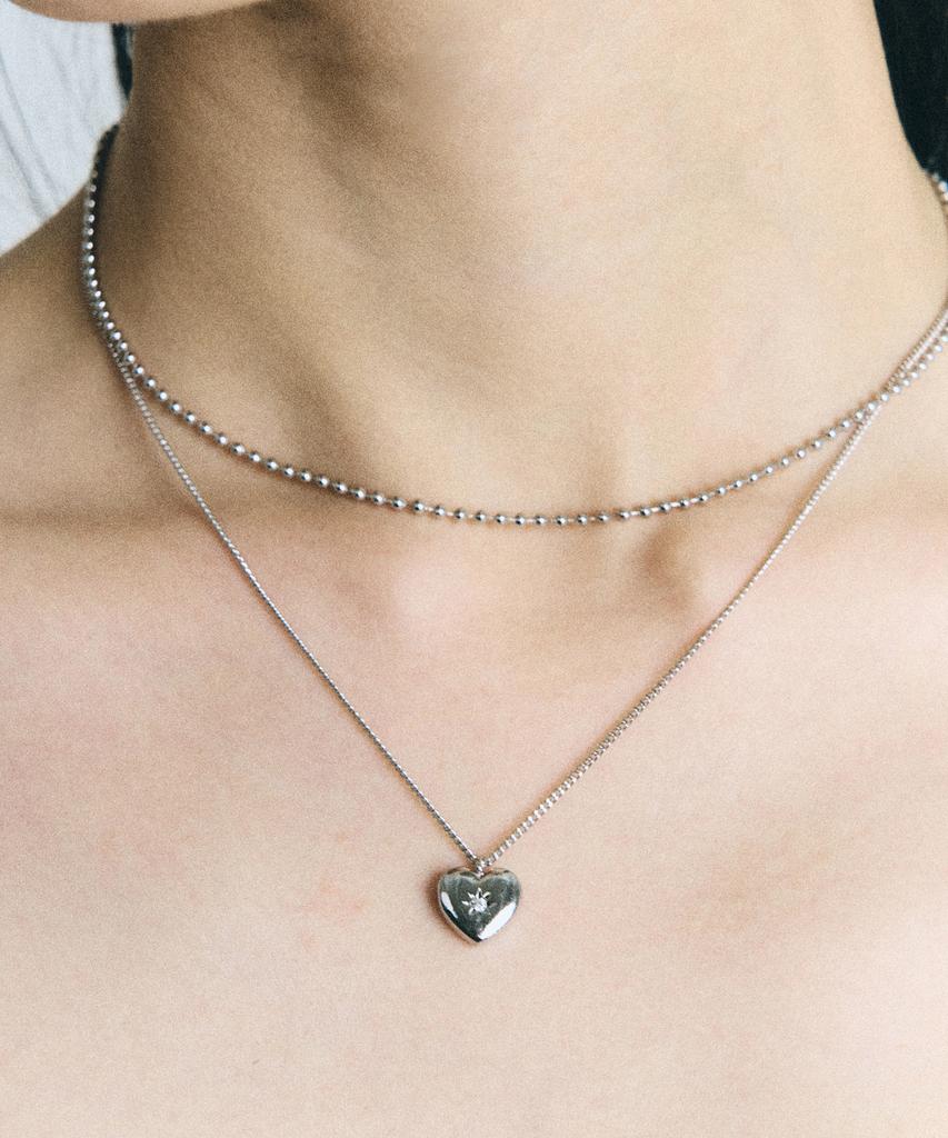Scaletto Cke201[Renewal][2Set][Surgical Steel]Two Rows Of Heart Layered Necklace (2Colors)