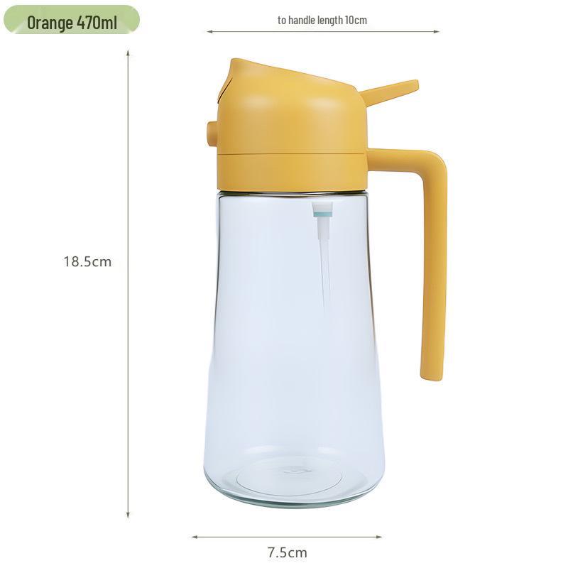 Dual-Use Press-Type Glass Oil Bottle: High-Temperature Resistant, Large Capacity, for Kitchen Spray & Pour