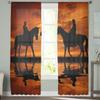 Western Cowboy Sunset Character Silhouette Tulle Curtains For Living Room Decoration Modern Chiffon Sheer Voile Kitchen Curtain