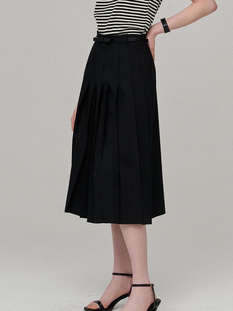 BEMUSE MANSION Fixed Pleated Skirt - Black