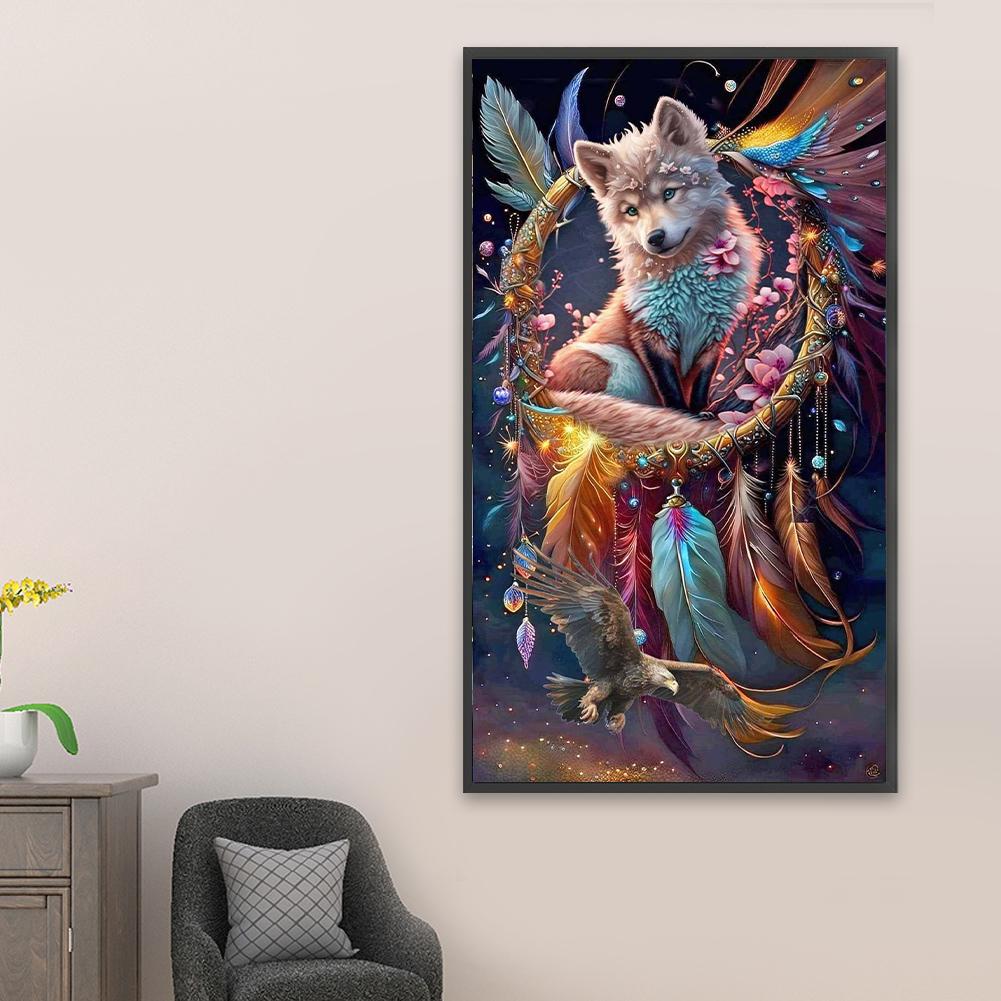 5D DIY Full Round Drill Diamond Painting Wolf Kit Home Decor Art Craft