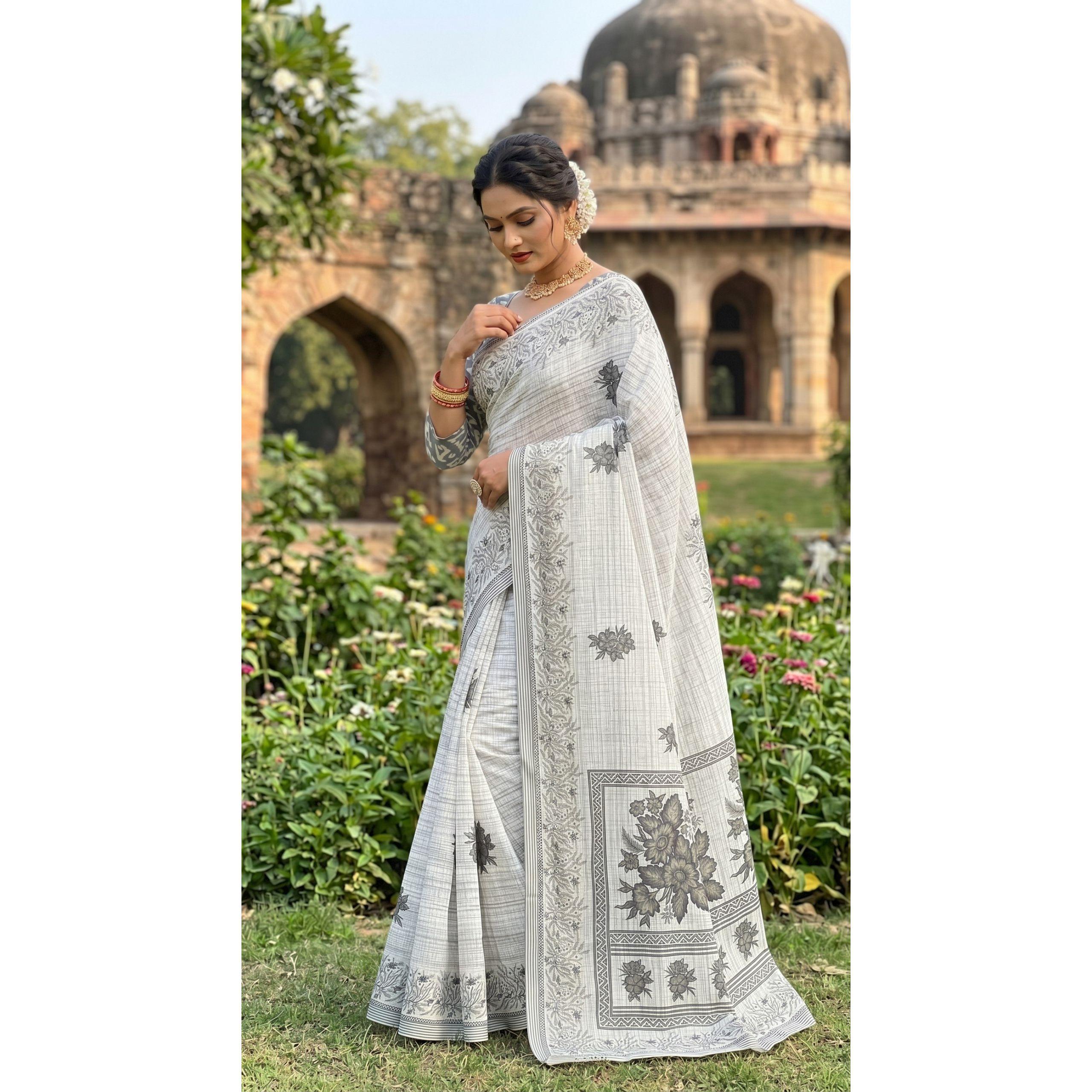 Premium Bagru Printed Mulmul Cotton Saree
