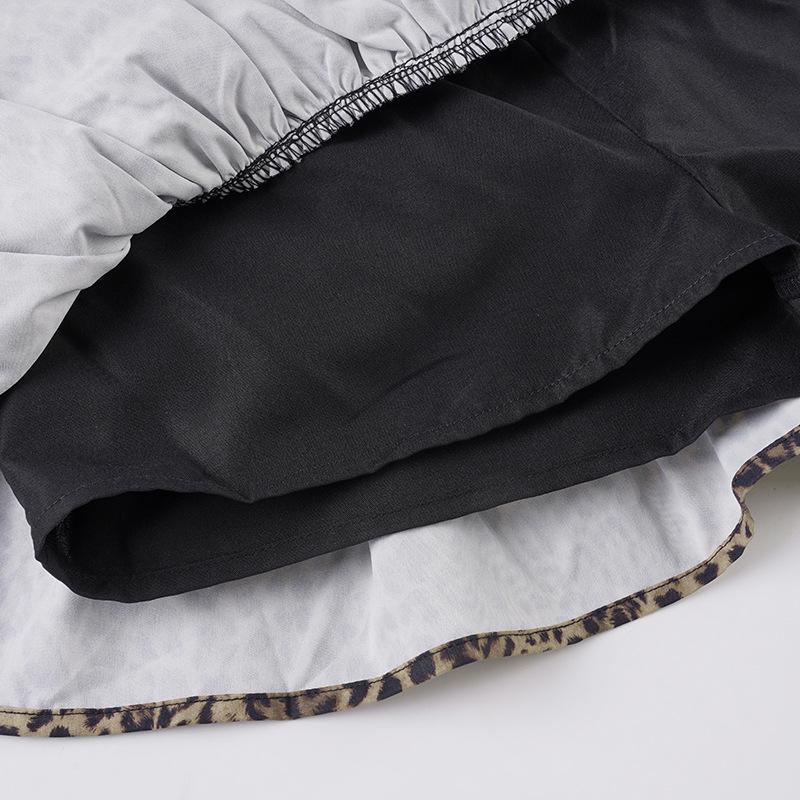 Leopard Print Lace Patchwork Y2K Skirt - European & American Sexy Slim Fit