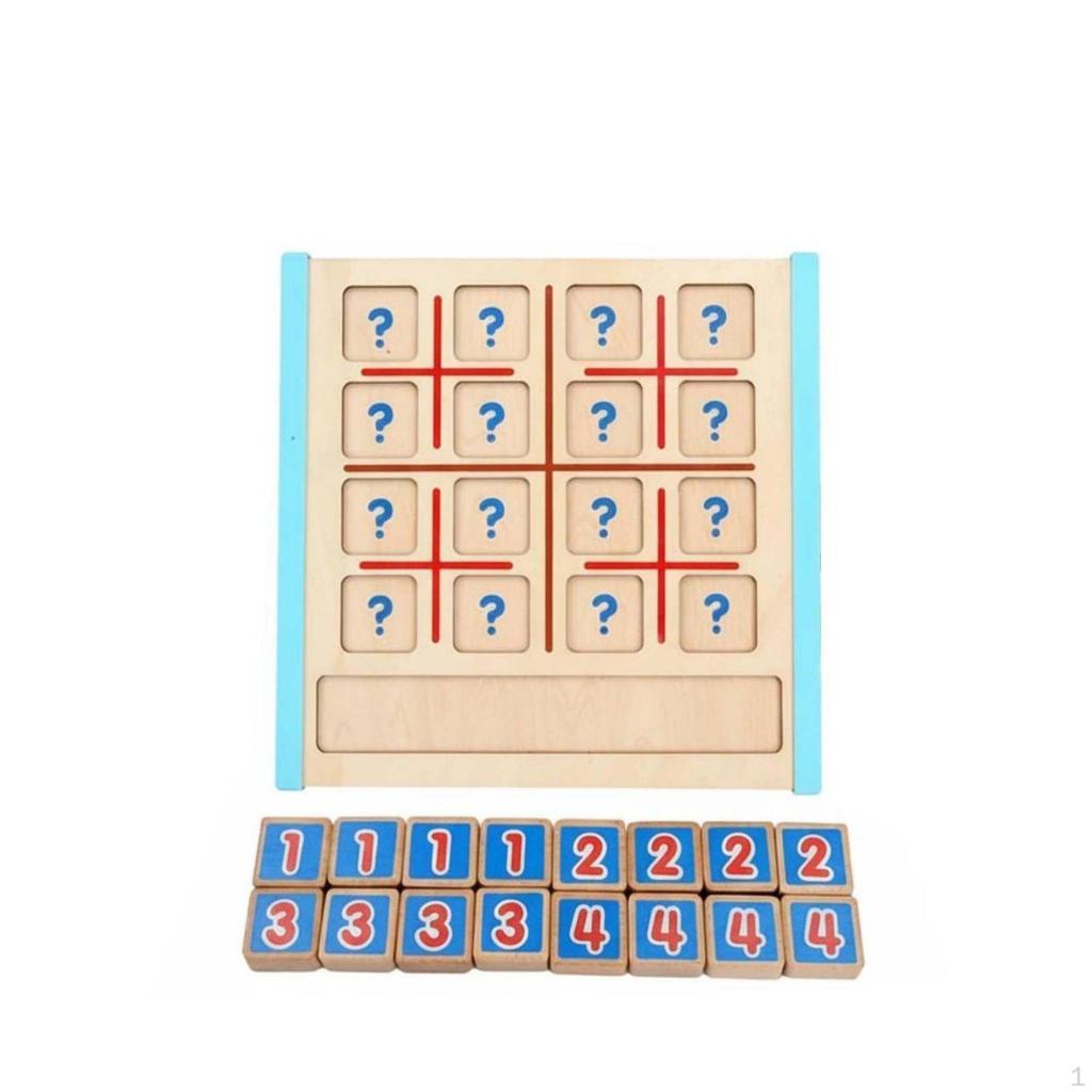 Sudoku Puzzle Game Set Wooden Board Educational Learning Toy for Beginners, Young Children,