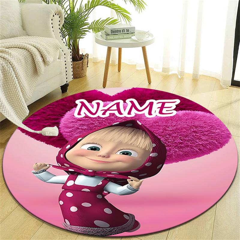 Personalized M-Masha and the Bear Round Chair Office Rug - Perfect for Mat, Office Chair & More - Ideal Gift for Birthdays and Holidays