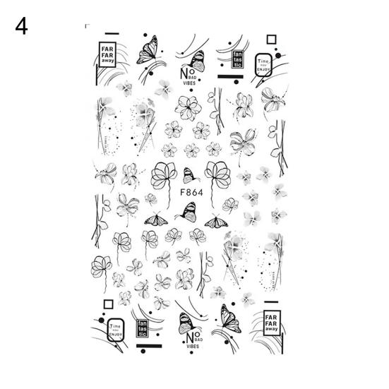 Nail Transfer Sticker Fabulous Decorative Colorful Exquisite Black White Floral Art Stickers for Female