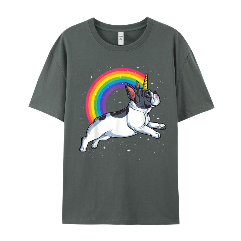 Retro Adult Tshirt French Bulldog Unicorn Shirt Girls Funny Tops Tees Christmas 100 Cotton Oneck Tshirts Short Sleeve