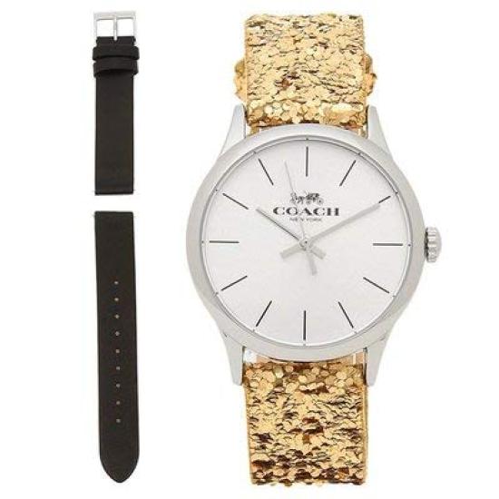 

Ruby Glitter Ladies Watch with Replacement Strap Gold Multi 14503169 [Coach] Lamé [Item]