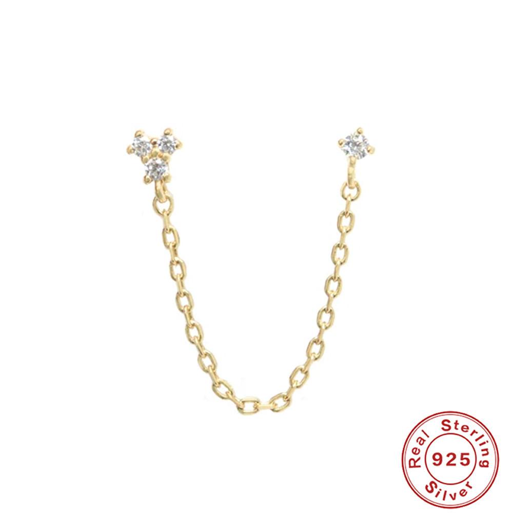 

Модные серьги-пусеты двойные из стерлингового серебра S925 с жемчужной цепочкой и бахромой, тонкие серьги 925 Silver