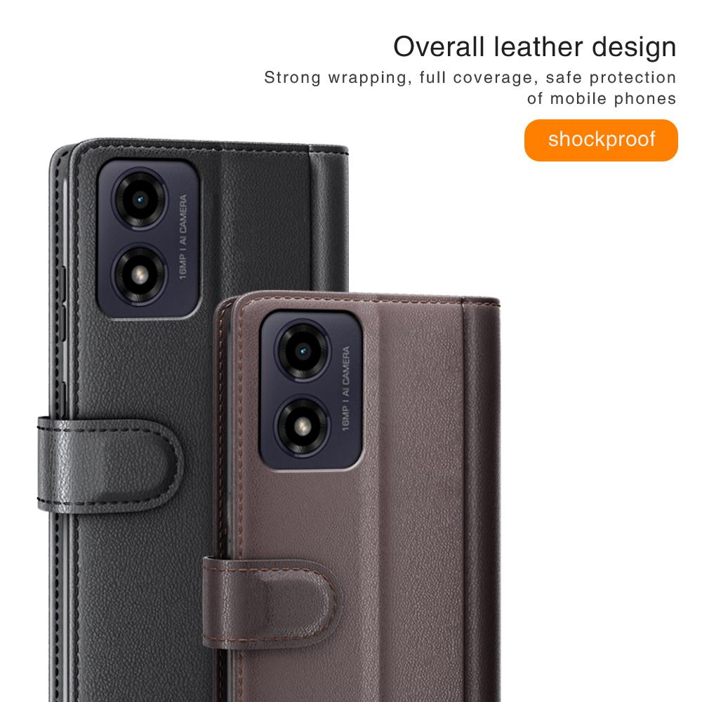 For Motorola Moto E14 4G/G04 4G/G04s 4G/G24 4G Case Genuine Split Leather Phone Cover with Wallet Stand