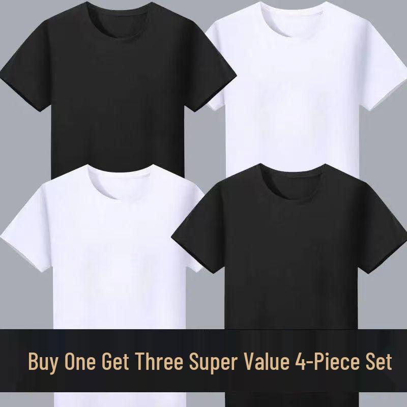 Buy 1 Get 1 Free: Classic White Short Sleeve Round Neck T-Shirt - Perfect for Drawing