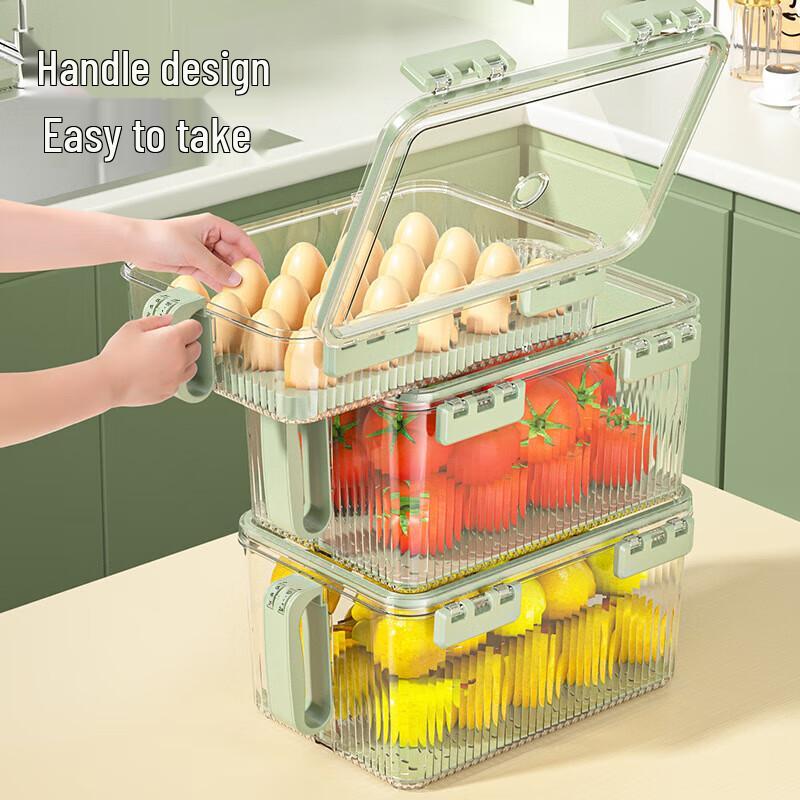 OUGU Transparent Refrigerator Storage Box with Handle