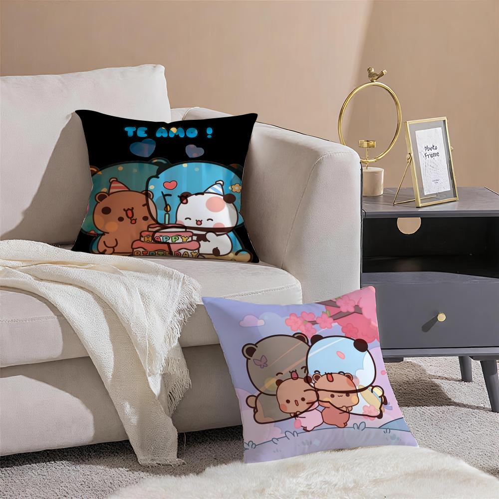 Popular Lovely Cartoon Bubu & Dudu Cute 2 Pillow Case Double-Sided Plush Sofa Cushion Covers Organic Breathable Invisible Zipper