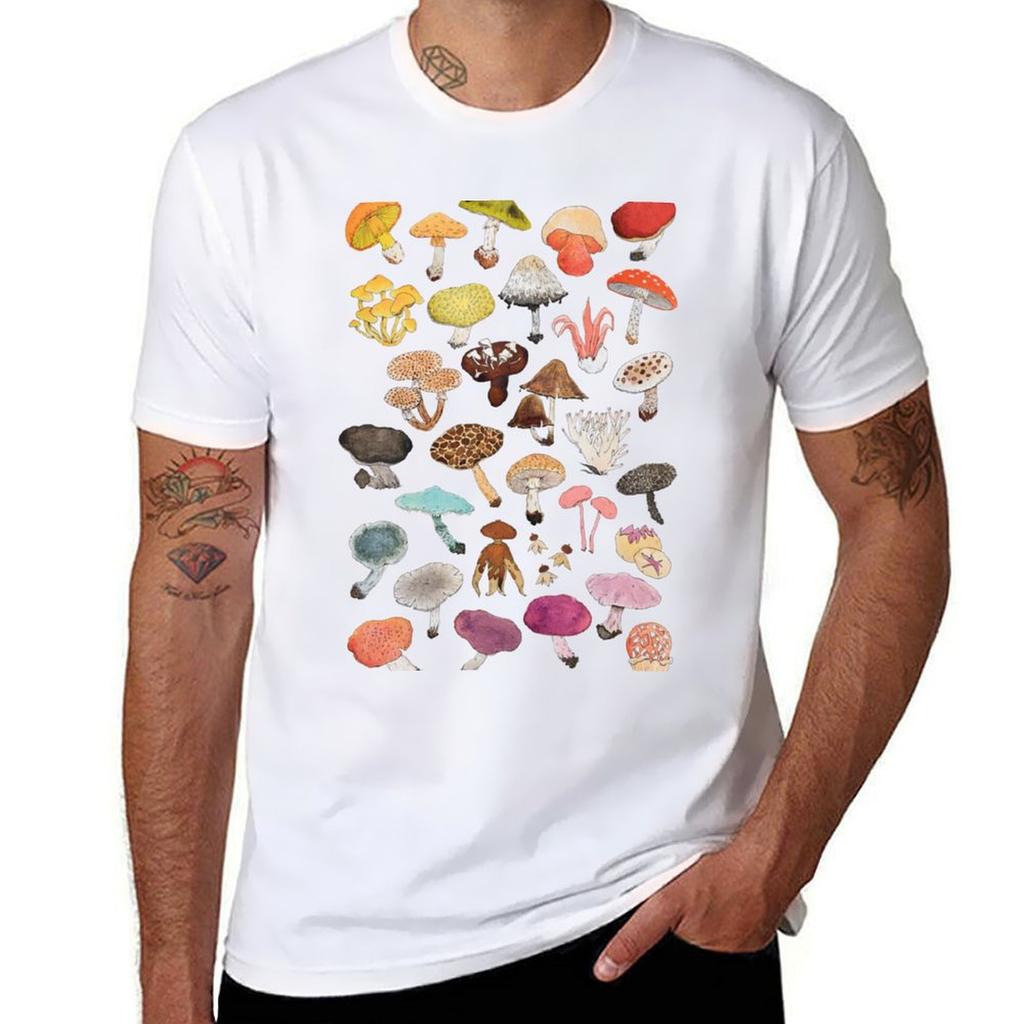 Pilz-Medley T-Shirt Minimalistisches Lässiges Kurzarm-Oberteil