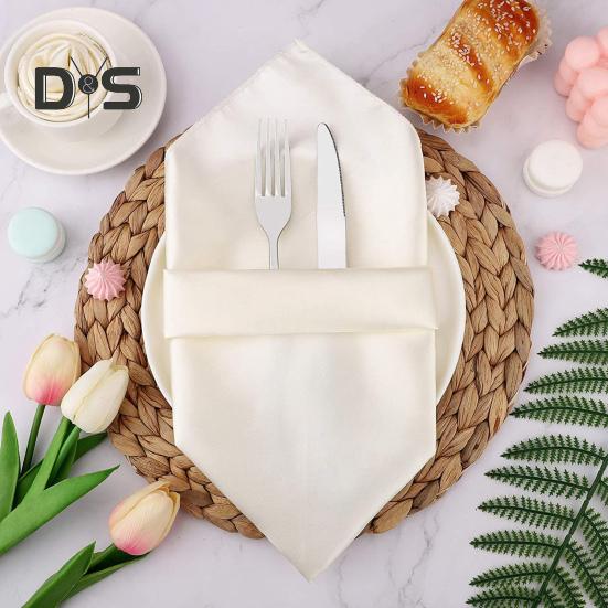 12 Pcs Nordic Style Satin Napkins Square Smooth Fabric Solid Color Anti-wrinkle Wedding Party Prom Banquet Ball Decoration Dinner Napkins