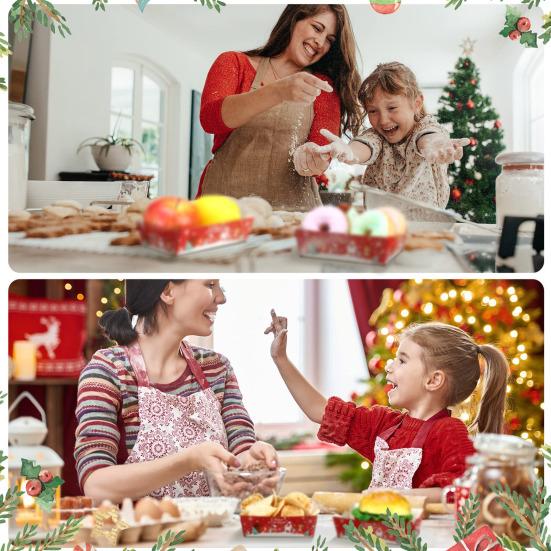 Christmas Snack Trays Disposable Paper Food Boats for Party Platters Santa Santa Tree Designs Serving Tray Leak-Proof Food Holders for Holiday