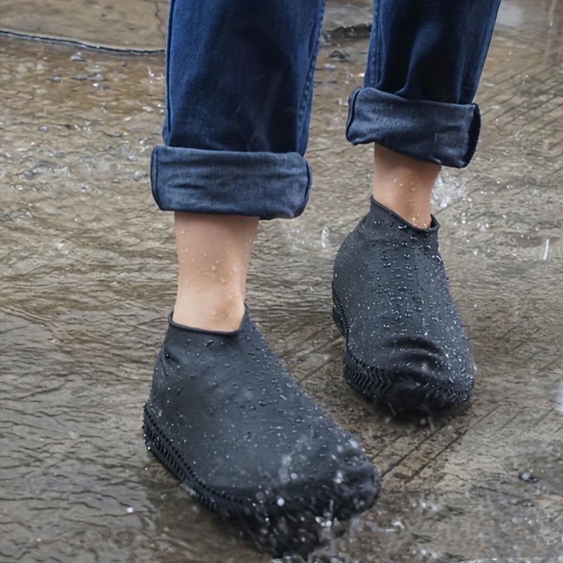 Non-Slip Rain Boots 2 Pairs, Thick Rubber Waterproof Shoe Covers for Men Women - High Elastic Anti-Skid for Rainy Days